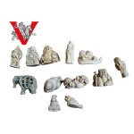 Lot of collection of 12 bone figures , mainly buddha, China.