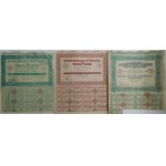 1921-1937. collection of 3 Polish-French oil industry shares LIMANOWA- RATOCZYN- DROHOBYCZ. SOCIETE FRANCAISE DES PETROLES DE SILVA PLANA.