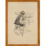 Leon Wyczółkowski (1852 - 1936), "Fisherman with a pot (Hucul with a net crossing a river)".
