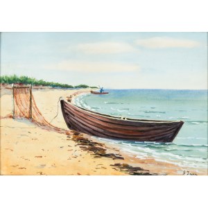 Soter Jaxa-Malachowski (1867 - 1952), Boat by the Baltic shore.