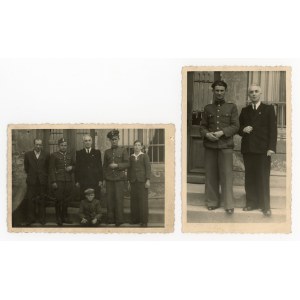 Korfantów - Polish Post Office employees in front of the office, 2 photographs, 1949 (2092)