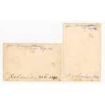 Korfantów - Polish Post Office employees in front of the office, 2 photographs, 1949 (2092)