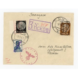 German occupation, local registered letter, Pskov 9.9.1941 (211)