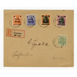 Wydanie poznańskie, skasowane 12.10.1919 w Krotoszynie na kopercie miejscowego listu poleconego (231)