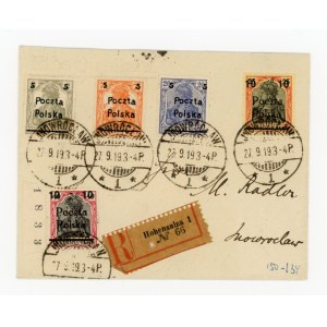 Poznan issue, series cancelled 27.09.1919 in Inowrocław on the envelope of a local letter (232)