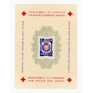 Dachau-Allach, Polish Eagle. Block with surcharge on PCK 3+7 zloty, 1945 (244)
