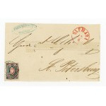 First Polish stamp 1860, in blue/carmine, on a clipped wrapper of a letter sent from Warsaw to St. Petersburg. Attestation and guarantee (306)