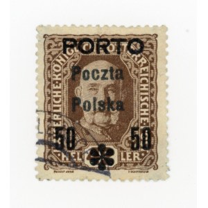 Myślenice, surcharge stamp for 50/42 h. with local type IIIa overprint, 1918. Guarantee (312)