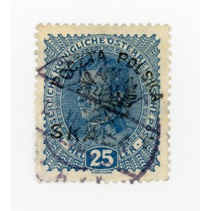 Skałat, austriacki znaczek za 25 h. z nadrukiem lokalnym typu I, 1919. Gwarancja (315)