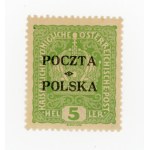 Cracow issue 1919, stamp for 5 hal. overprinted with the first form. Guarantee (350)