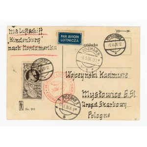 Hindenburg, 1936. postcard to Myslowice, transported by airship LZ 129 Hindenburg (375)