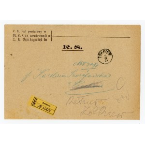 Polecony list sądowy miejscowy z Żółkwi 1911, wraz z zawartością (633)
