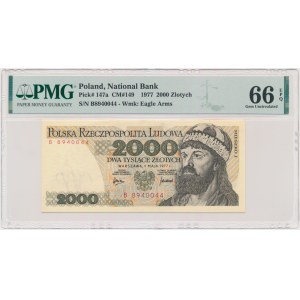 2.000 złotych 1977 - B - PMG 66 EPQ - RZADKIE