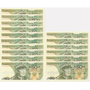 Zestaw, 50 złotych 1988 (ok. 16 szt.)