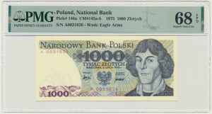 1.000 złotych 1975 - A - PMG 68 EPQ - pierwsza seria