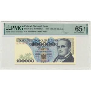 100.000 złotych 1990 - A - PMG 65 EPQ - pierwsza seria