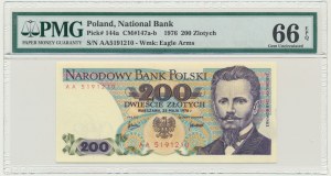 200 złotych 1976 - AA - PMG 66 EPQ - BARDZO RZADKIE