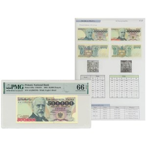 500.000 złotych 1993 - AA - PMG 66 EPQ - BARDZO RZADKIE - ilustrowany