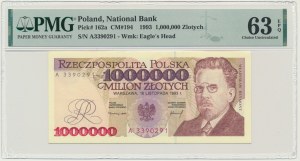 1 milion złotych 1993 - A - PMG 63 EPQ - pierwsza seria - BARDZO RZADKIE