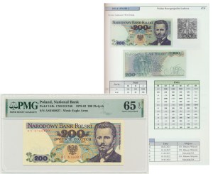 200 złotych 1979 - AS - PMG 65 EPQ - pierwsza seria - BARDZO RZADKIE - ilustrowany
