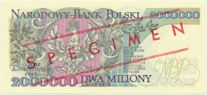 2 miliony złotych 1992 - WZÓR - B 0000000 - No.0163 - RZADKIE