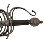 Rapier with belt basket and mussel guard