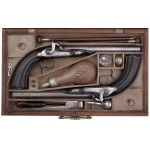 Pair of percussion pistols in cartridge, Houllier Blanchard