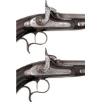 Pair of percussion pistols in cartridge, Houllier Blanchard