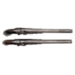 Pair of percussion pistols in cartridge, Houllier Blanchard