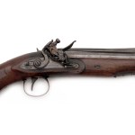 Flintlock officer's pistol with folding bayonet in cartridge