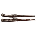 Pair of luxury flintlock pistols in silver mount, Giesu Mutti