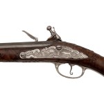 Pair of luxury flintlock pistols in silver mount, Giesu Mutti