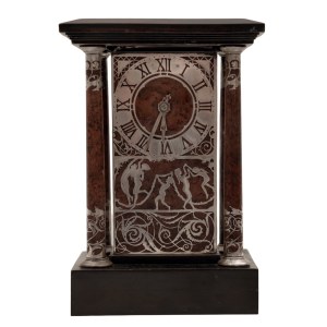 Silver table clock in the style of Erhard &amp; Söhne