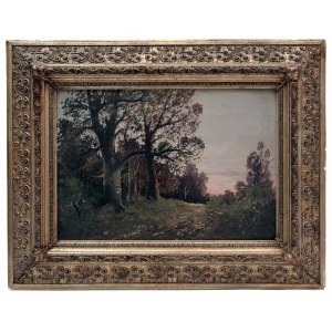 Forest path at sunset in Adolf Kaufmann's paintings