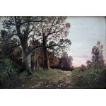 Forest path at sunset in Adolf Kaufmann's paintings
