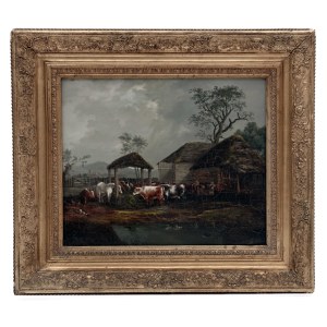 Feeding farm animals in Friedrich Voltz's paintings
