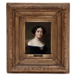 Portrait of a young lady with a rose in Robert Theer's paintings