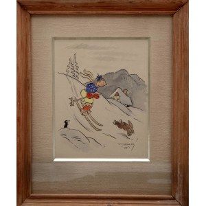 Pepina Rejholcová on skis, Frantisek V. Voborsky