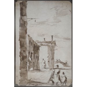 Veduta of Venice with a view of the bridge by Francesco Guardi