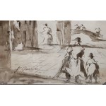Veduta of Venice with a view of the bridge by Francesco Guardi
