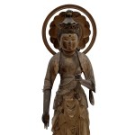 Finely carved wooden statue of Jūichimen Kannon (Avalokiteshvary)