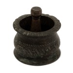 Persian Islamic bronze mortar and pestle