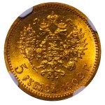 Ruské impérium, 5 rubľov, rok 1902, (AR), NGC, MS 67+