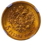 Russian Empire, 5 Roubles, 1902 year, (AR), NGC, MS 66