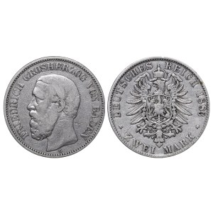 Grand Duchy of Baden, 2 Marks, 1883 year, G