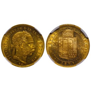 Maďarsko, 20 frankov/8 florénov, rok 1877, KB, NGC, MS 61