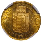 Maďarsko, 20 frankov/8 florénov, rok 1877, KB, NGC, MS 61