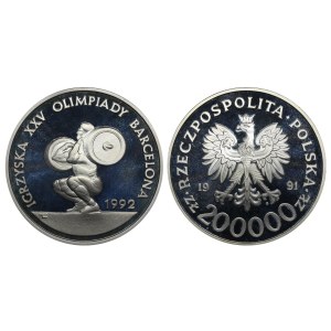 Poľsko, 200000 Zlotých, rok 1991, MW, XXV. olympijské hry - Barcelona 1992 - Vzpieranie