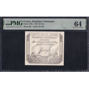 France, 50 Sols, 1793, Choice UNC 64