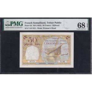 Francúzsky Somaliland, 50 frankov, 1952, Superb Gem UNC 68 EPQ